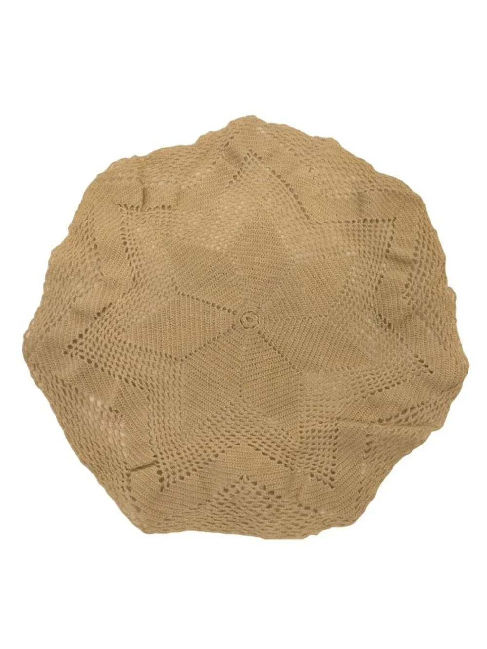Doily Beige Star Hand Crocheted Round Octagon Grannycore Vintage 12 inch